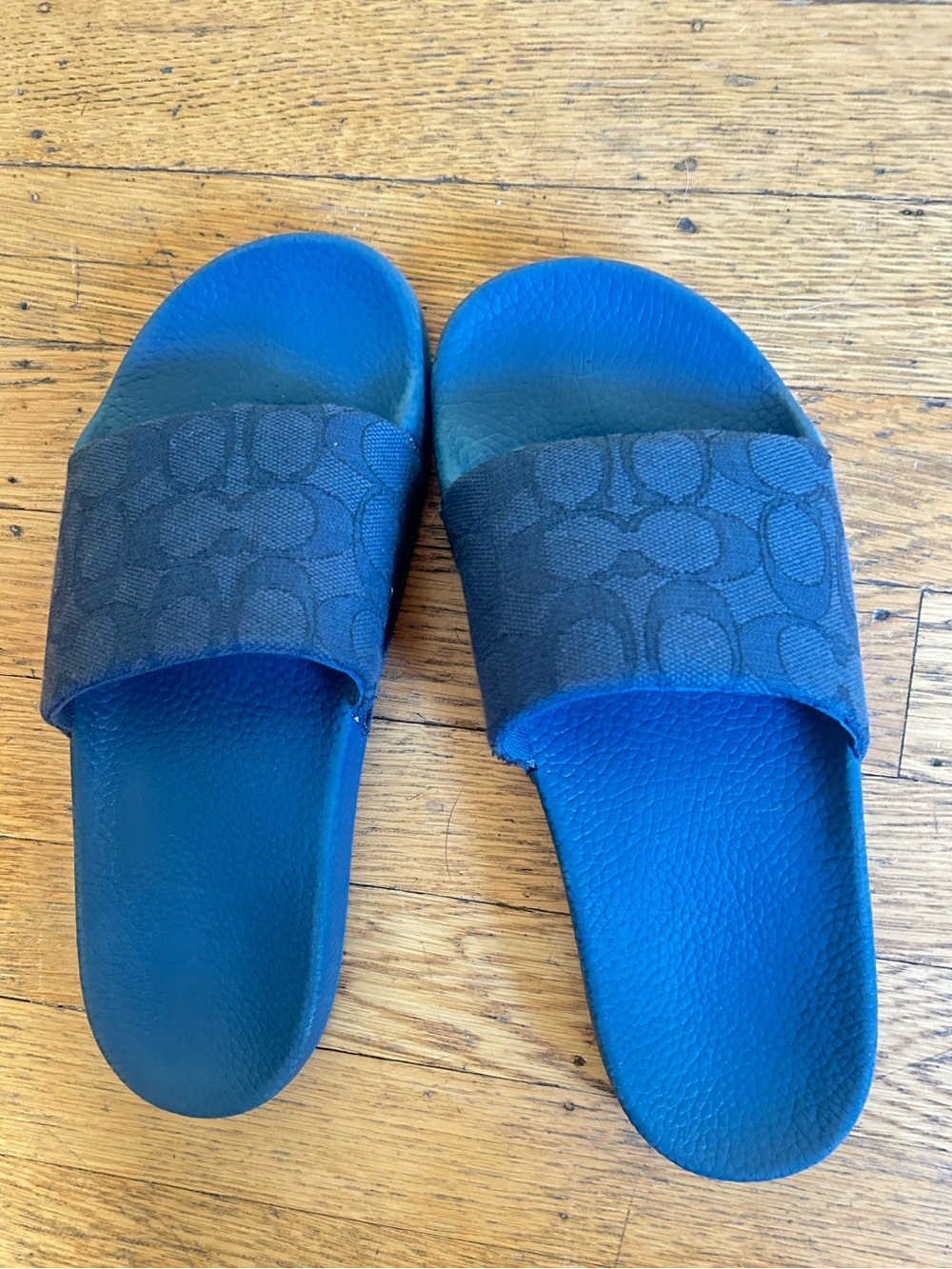 Coach Signature Sport Slides, Blue, Size 7